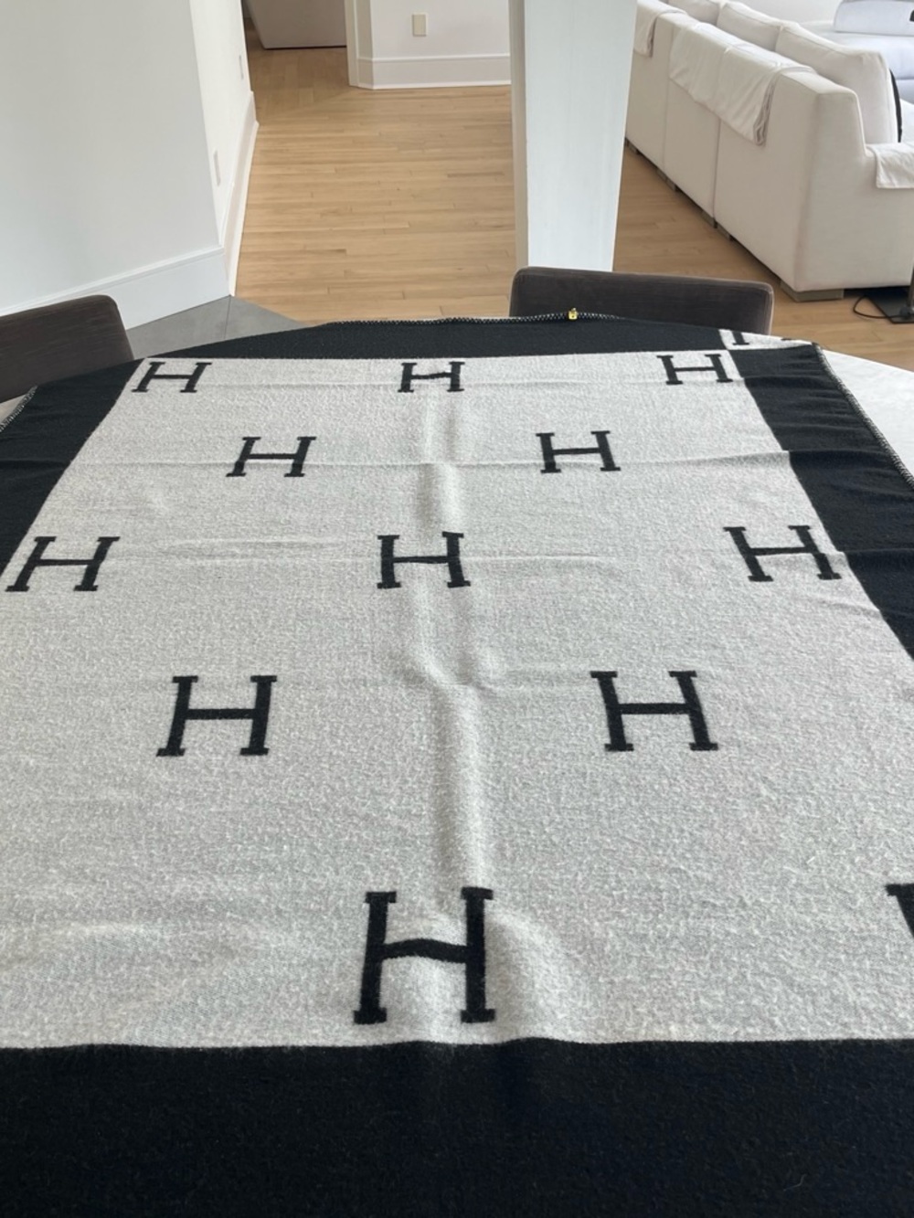 Monogram H Black & gray Throw Blanket